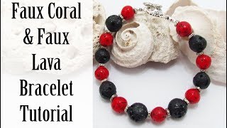 Polymer Clay Project Faux Coral amp Faux Lava Bracelet Tutorial [upl. by Sirapal]