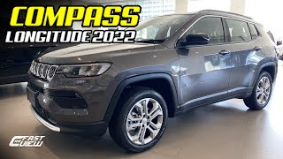 NOVO JEEP COMPASS LONGITUDE 13 TURBO CINZA GRANITE 2022 VERSÃO INTERMEDIÁRIA DO SUV Fast Car View [upl. by Doone]