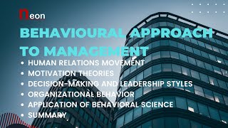 Behavioural Approach to Management  Key Concepts Strategies and Applications management [upl. by Meece]