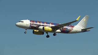 Vueling Airbus 320 ECMER Landing Barcelona LEBL FC BARCELONA LIVERY [upl. by Rinum969]