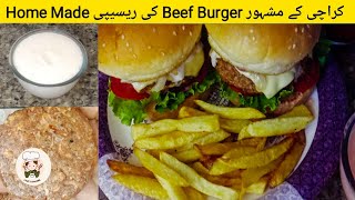 Beef Burger recipe by Kitchen with Maryam Karachi famous beef burger Eid special Homemade [upl. by Trojan]