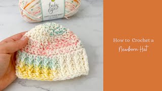 How to Crochet Easy Newborn Baby Hat [upl. by Madlen]