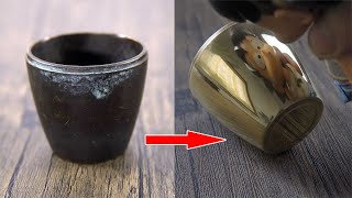 Old brass Cup Restoration  Mirror Polish Finish [upl. by Omrellig]