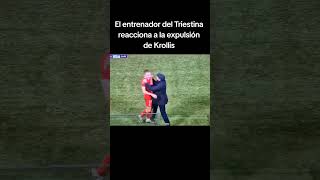 El entrenador del Triestina reacciona a la expulsión de Krollis [upl. by Labotsirhc959]