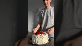 Chiffon cake with strawberries and cream for my friend’s birthday [upl. by Burnard603]