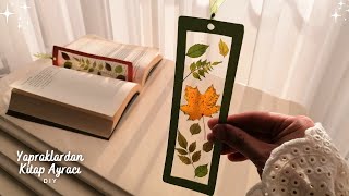 YAPRAKLARDAN KİTAP AYRACI YAPIMI 📖 DIY HAVALI OKUL EŞYALARI  CUTE BOOKMARKS🤩🤗🤩 [upl. by Dotti]