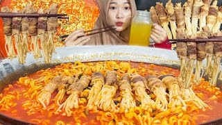 ‼️MEUNI RIWEUH PEDASNYA‼️ DUA PORSI SAMYANG KUAH🔥 BEEF ENOKI ROLL [upl. by Aianat]