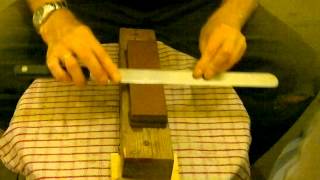 Knife sharpening tutorial using 12 inch Sabatier carving knife  step by step Part 1 [upl. by Hank636]