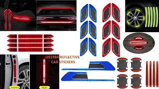 US1984 Carbon Fiber Car Reflective Sticker Installation  Safety Warning Reflective Car Accessories [upl. by Virg]