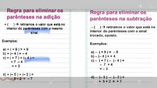 Eliminação de parênteses de números inteiros  soma e subtração [upl. by Yrahk94]