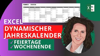 Excel Kalender 2024  mit Wochenende und Feiertage ewiger Jahreskalender [upl. by Liddle]