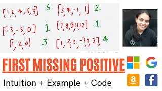 First Missing Positive  Intuition  Example  Explanation  Must Do for Amazon [upl. by Kone581]