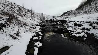 First Snow DJI Avata Drone Video Over Stream  A Winter Wonderland [upl. by Attenov]