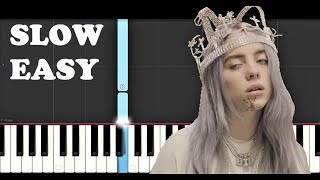 Billie Eilish  you should see me in a crown SLOW EASY PIANO TUTORIAL [upl. by Airetas]