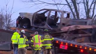 Eastbound I69 shutdown due to semi truck fire near Bancroft [upl. by Hamirak656]