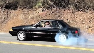 Matts Fox Body Mustang  First Burnout Test [upl. by Hsan]