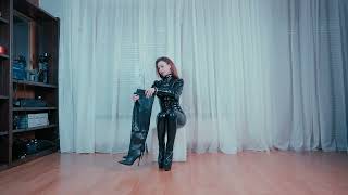 HAUL AND TRY ON BOOTS BOOTIES OVERKNEES THIGHHIGH BOOTS WEARING LEATHER LEGGINGS AND LATEX TOP [upl. by Laetitia]