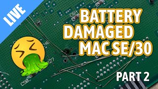 Repairing a battery damaged Macintosh SE30  Part 2 LIVE [upl. by Sivam355]