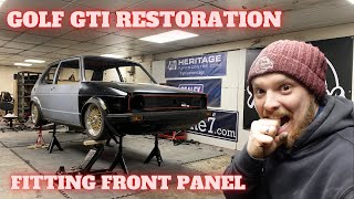 Fitting The Front Panel Fitting Wings amp Bonnet  Golf Episode 26 Volkswagen Mk1 Golf GTI Resto [upl. by Fantasia]