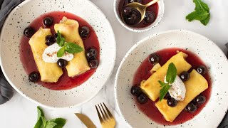 Classic Cheese Blintz With Cherries Recipe [upl. by Nnilsia]