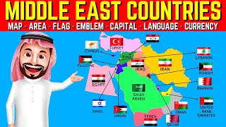 Middle East Explained  Middle East Countries  Map Flag Capital Language Currency  middleeast [upl. by Ireg817]