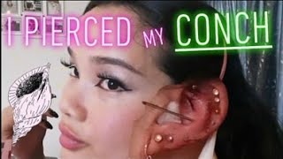 Conch piercing at home [upl. by Akired]