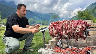 Butchering a Young Lamb for cooking Shawarma Grilled Meat [upl. by Eirrotal]