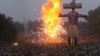 Dussehra Festival  Burning Ravana Effigies in Amritsar Religion in India [upl. by Maximilian]