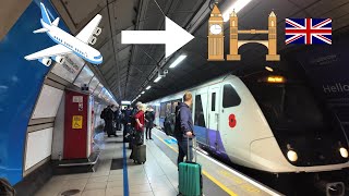 Full Trip London Heathrow Airport to Central London Immigration Train Ride amp Fare [upl. by Constance105]