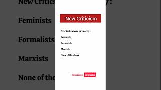 New Criticism 5 Important MCQS  MCQ on Literary Theory and Criticism  New Criticism Quiz [upl. by Lyman]