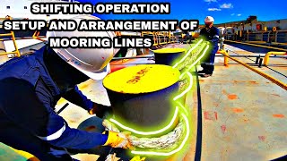 SHIFTING OPERATION ON A CARGO SHIP  SETUP AND ARRANGEMENT OF MOORING LINES AND GANGWAY SEAMANLIFE [upl. by Antonie]