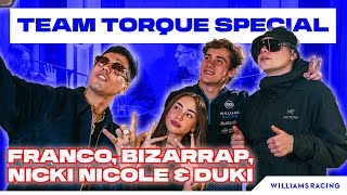 FRANCO COLAPINTO BIZARRAP NICKI NICOLE AND DUKI  Team Torque Special  Williams Racing [upl. by Thorstein560]