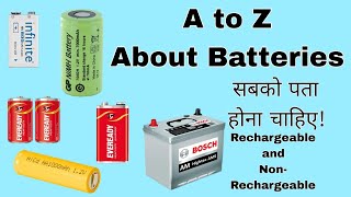 Types of Batteries and Size  Rechargeable VS Non Rechargeable battery lithium [upl. by Adriane]