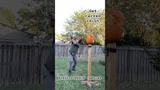 SPEED PUMPKIN CARVING with a Cold Steel grosse messer [upl. by Islaen]