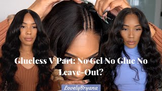 Most Natural Glueless V Part Wig No Gel No Glue No LeaveOut  Unice x LovelyBryana [upl. by Hallock]