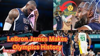 Team USA Star LeBron James Makes Olympics History Against Brazil Despite Injury Scare olympics2024 [upl. by Aimerej561]