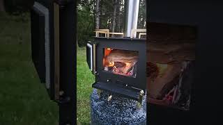 First burn Grizzly wood stove [upl. by Aikemal]