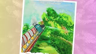 Mesmerizing Watercolor and Drawing of a Train on Mountain Roads  Stunning Landscape Art [upl. by Eaneg27]