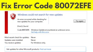 Fix windows 7 update error 80072efe  Error Code 80072EFE Problem Fixed [upl. by Ecirtram]