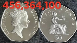 1997 50p 50 PENCE Coin VALUE  REVIEW Proof Small 50p ELIZABETH II [upl. by Enaols]