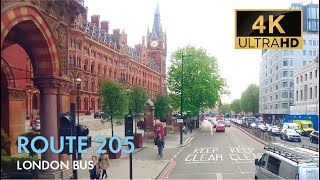 London Bus Ride Route 205 Double Decker 4K Virtual Tour [upl. by Haibot]