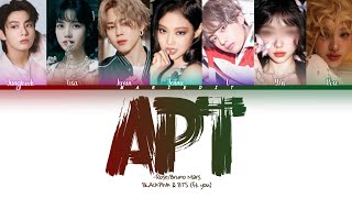 Karaoke APT BTS and Blackpink ai cover ft you7 members veryou as a membercolor coded lyrics [upl. by Aseyt851]