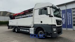 VERKAUFT  G200162  MAN TGX 26460 6x2 Pritsche Kran Palfinger PK 18001L aus Baujahr 2018 [upl. by Flagler]