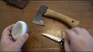 How To Use quotPuckquot Sharpening Stones amp How To Sharpen A Hatchet Or ANY Other Large Tool [upl. by Bone635]