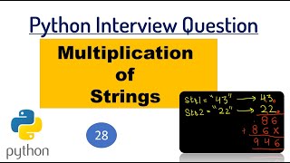 Interview Question  Multiply Strings LeetCode Python Code [upl. by Reese]