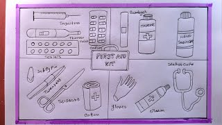 how to draw first aid kit step by step easyfirst aid box [upl. by Suellen]