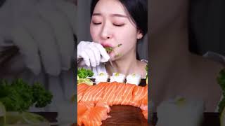 salmon mukbang asmr fypシ゚viral mukbang eattingsounds asmr salmon [upl. by Lebasi]