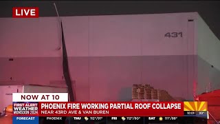 Warehouse roof collapses during monsoon storm in Phoenix [upl. by Amri]