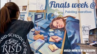 Finals week at RISD painting marathon  Wintersession vlog part 2  PAINT WITH ME [upl. by Retsevlys623]