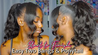 EASY TWO BANGS AND PONYTAIL TUTORIAL BEGINNER FRIENDLY  VIRAL TIKTOK HAIRSTYLES [upl. by Oribelle401]